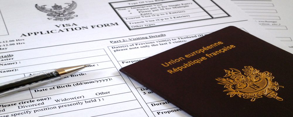visa application form for Thailand.